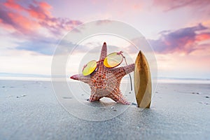 Starfish surfer on beach