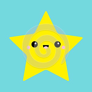 Starfish toy icon. Cute kawaii cartoon funny baby character. Sea ocean animal collection. Yellow star. Flat design. Kids print.