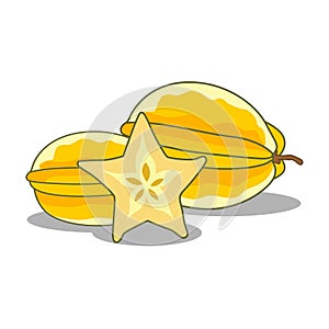 Starfruit Fresh Asian Tropical Vector Illustration