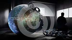 Stargardt disease - a metaphorical view of exhausting human struggle with stargardt disease. Taxing and strenuous fight photo