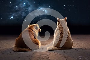 Stargazing Companions: Dog and Cat