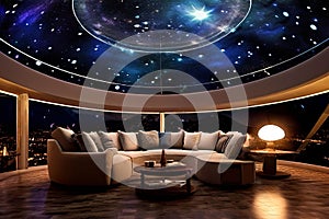 stargazing dome a living room with a dome shaped ceiling featuri photo