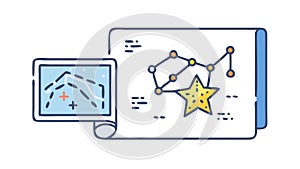 Stargazing Map Constellation Guide, Astronomy Navigation, vector design Generative AI