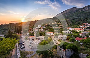 Stari Bar town at sunset panorama