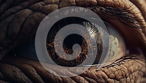 Staring eyes, animal and human, in macro generated by AI