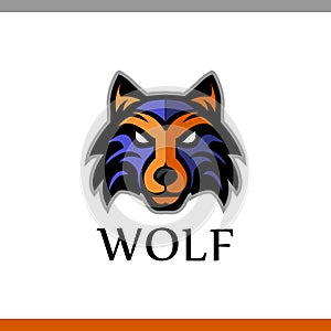 Staring Fierce Wolf Head Logo