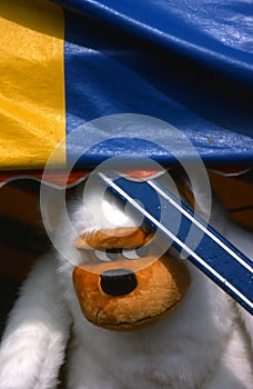 Staring stuffed gorilla