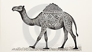 Stark Black And White Camel Print For Festival Design