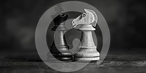 Two Chess Pieces in Black and White. Generative AI