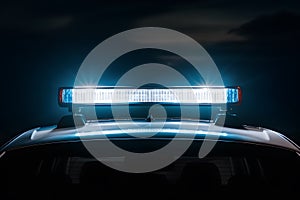 Stark blue light bar on vehicle roof provides safety and visibility in darkness