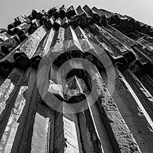 Stark Geometric Basalt Column Structure