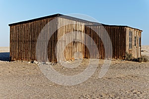 Stark old building at the historic Whaling Station, Meob Bay, Namibia