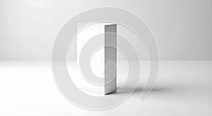 A stark white box casting a subtle shadow on a plain background