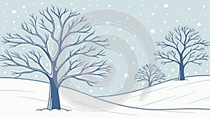 Stark Winter Landscape with Bare Trees & Road, vector design Generative AI