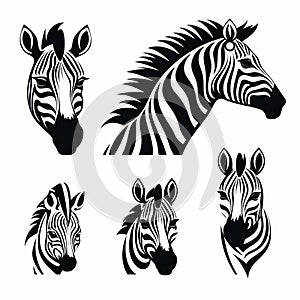 Stark Zebra Icons Collection For Logo Design On White Background