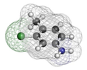 Starlicide avicide molecule gull toxicant. 3D rendering. Atoms are represented as spheres with conventional color coding:.