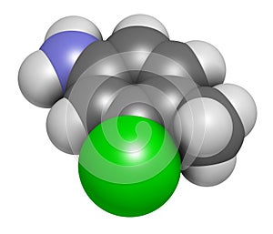 Starlicide avicide molecule (gull toxicant). 3D rendering. Atoms are represented as spheres with conventional color coding: photo