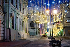 Starlight sky illumination in New Year MOSCOW