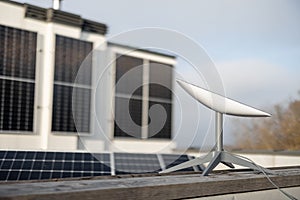 Starlink satellite dish on roof of residential building