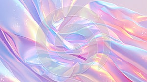 Starlit glimmer on undulating pink holographic waves. AI generated