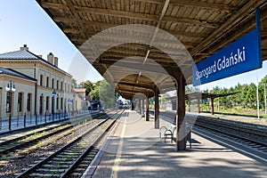 Starogard Gdanski, pomorskie / Poland-September, 19.2019: Renovated train station. Buildings of a railway station in Central