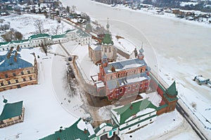 Staroladozhsky Nikolsky Monastery aerial photography. Staraya Ladoga