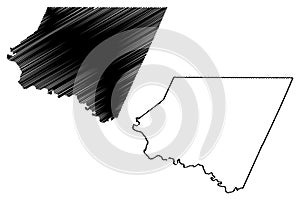 Starr County, Texas Counties in Texas, United States of America,USA, U.S., US map vector illustration, scribble sketch Starr map