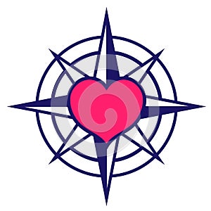 Starred compass with heart icon photo