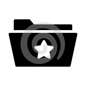 Starred glyph flat vector icon