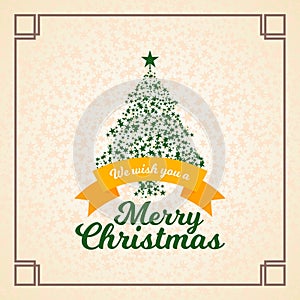 Starry christmas tree with christmas greeting