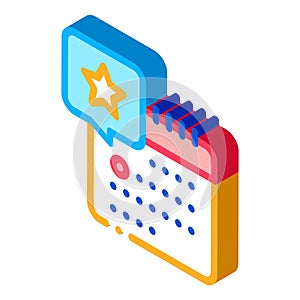 Starry day on calendar isometric icon vector illustration