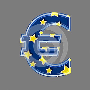 Starry euro currency sign - Business 3d Starry blue symbol - Childhood, Decoration or Design concept