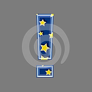 Starry exclamation point - 3d Starry blue symbol - Childhood, Decoration or Design concept