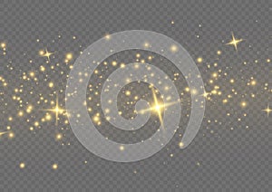 Starry gold dust, flash light spark, sparkle stars