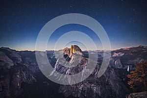 Starry Night above Half Dome in Yosemite National Park, California, USA photo