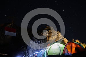 Starry night camping at mountain