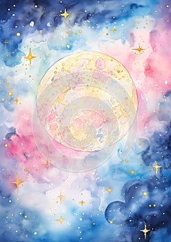 Starry Night: A Dreamy Trading Card of a Full Moon Sky