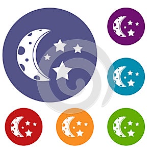 Starry night icons set