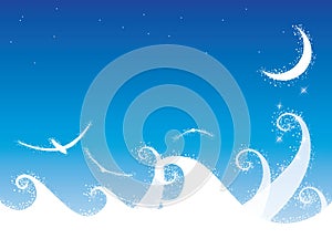 Starry night ocean background