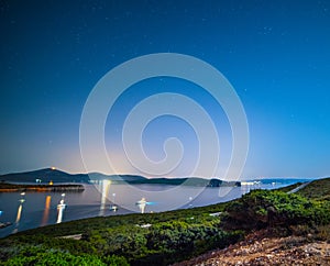 Starry night over Porto Conte bay, Sardinia