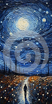 Starry Night Painting By Gilbert Dunlap - Impasto Texture And Decaying Landscapes photo