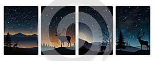 Starry Night Reindeer: Elegant Silhouette Designs
