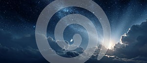 Starry Night Sky Above Glowing Cloudscape