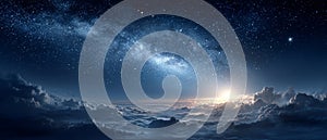 Starry Night Sky Above Glowing Cloudscape