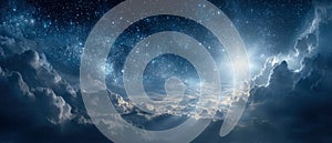 Starry Night Sky Above Glowing Cloudscape