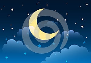 Starry Night Sky Cartoon Background. Vector illustration