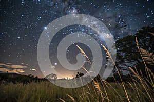 Starry night sky with noise and grain photo