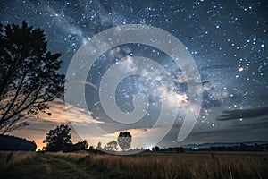 Starry night sky with noise and grain photo