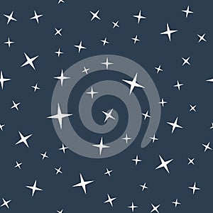 Starry night sky seamless pattern
