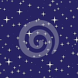 Starry night sky seamless pattern